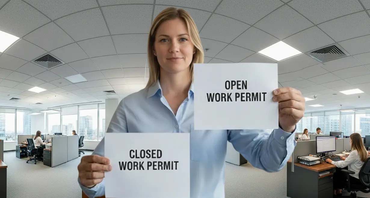 difference between close work permit to open work permit